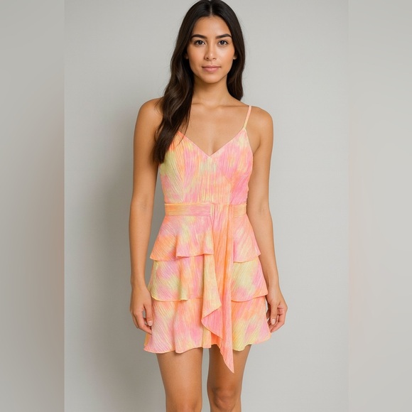 NWT 4S13NNA Multicolor Shay Pleated Tie-Dye Mini Dress – Lined (Size S) - Picture 1 of 12